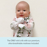 Newton Baby Galileo Mini Crib Solid Beech Wood with Wheels in Chestnut Color, Mini Crib Mattress Included, Adjustable Mattress Height, Ultra-Safe Non-Toxic Finish