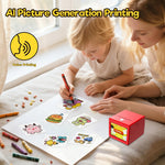Zalmoxe Smart AI Voice Sticker Printer, Kids Toys Spark Imagination Intellectual Development, Mini Thermal Label Printer with Display, Inkless Portable Sticker Maker, 4 Rolls Paper