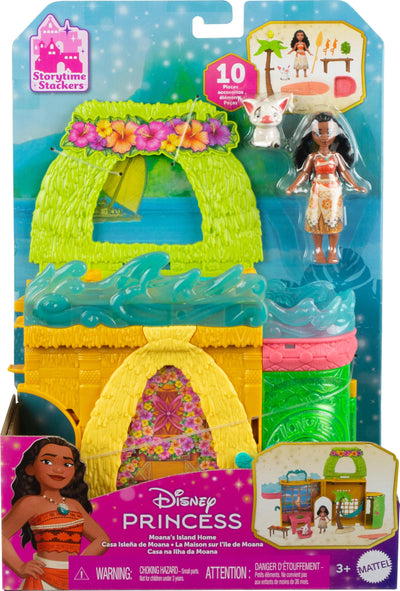 Mattel Disney Princess Toys, Moana Storytime Stackers Doll House with Moana Small Doll, 1 Animal Friend & 9 Accessories, Inspired by Disney Movie
