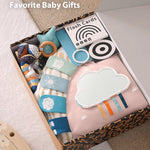 Blissful Diary Baby Play Gym & Activity Mat, 5 Developmental Zones Wooden Tummy Time Mat with 6 Detachable Sensory Toys for Motor Skills & Sensory Development, Baby Essentials Shower Gift, Pink