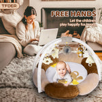 TFDER 6-in-1 Baby Gym Play Mat Plush, Tummy Time Mat with Removable Toys, Baby Activity Gym for Infant to Toddler Motor Skills and Sensory Development, Baby Essential Gift（Bear）