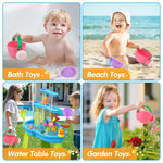 Oukitoymer Baby Bath Toy, Kids Watering Can Bathing Spoons Windmill Water Toys Set of 3, Fun Interactive Water Bathtub Toy, Beach Shower Swimming Pool Toys Gifts for Babies Toddlers Party Favors