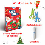 Skillmatics Scissor Skills Activity Book - Snip, Snip Holiday Magic, Art & Craft Christmas Kit for Kids, 2 Child-Safe Scissors, 25 Fun Activities, Gifts for Girls & Boys Ages 3, 4, 5, 6, 7