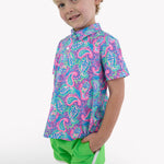 RUGGEDBUTTS Boys UPF50+ Stretch Swim Trunks - Neon Lime, 3-6m