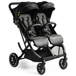 BabyCruiser Double Stroller Newborn and Toddler, Swivel Wheels, One Hand Folding, Compact Size, Lightweight Twin Stroller from Birth up to 48.5 lbs per seat