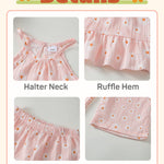 Toddler Clothes 2t 3t Girl Summer Clothes Kids Cute Pink Halter Crop Ruffle Tops High Waist Long Flower Pants Toddler Girl Summer Outfits Clothing Set