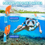 CTSAYTL Snorkeling Gear for Kids, 4 in 1 Child Mask Fins Snorkel Set with Panoramic View Anti Fog Mask, Dry Top Snorkel, Trek Fins and Travel Bag, Kids Snorkeling Set with Fins for Snorkeling Swimming