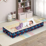 100% Cotton Lining Portable Foldable Toddler Travel Bed - Soft Foam Floor Bed with Washable Cover, Safe and Comfortable Toddler Crib, Ocean Blue