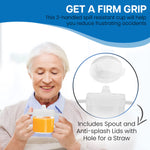 Providence Spillproof Compact 8oz Adult Sippy Cup with 2 Handles - Sip Cups for Adults for Limited Mobility - Handicapped Accessories - Handicap Cups for Elderly Care - Made in the USA - Ckear - 6