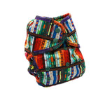 Colorful patterned diaper on a white background