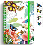 DWIYITTN Butterfly Lined Spiral Notebook, 160 Pages, A5 Pretty Hardcover Journal for Teen Girls, 5.7 x 8.25 Inch, Kids Diary for Writing, School, Note Taking