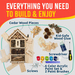 SparkJump Premium Bug Hotel Kit for Kids – Easy Wood Craft Kits for Children, Lady Bug House for Garden with Tools, Paints & Glue, Fun Birthday Gifts for Girls and Boys