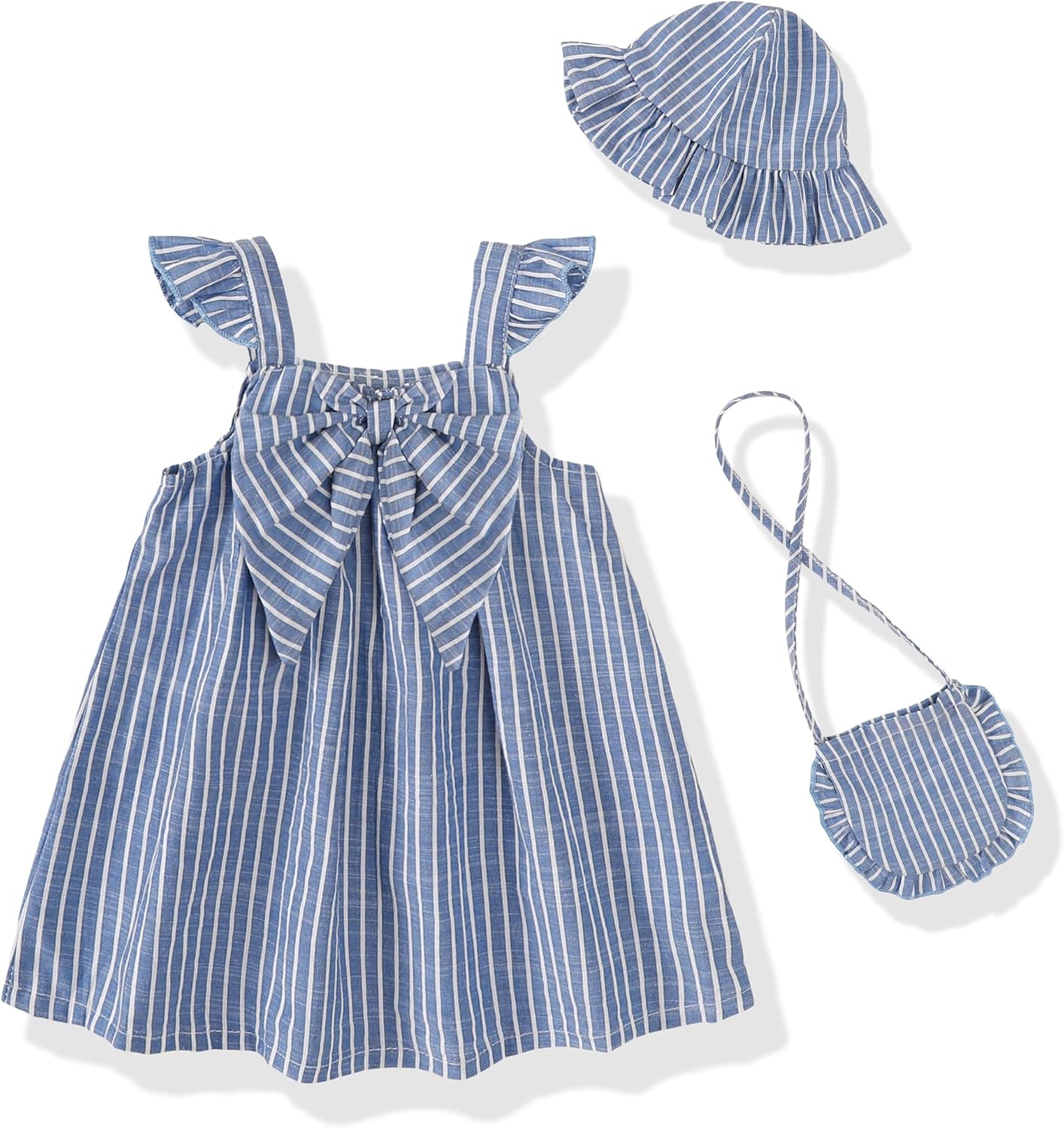 Renotemy Infant Baby Girl Dresses Summer Outfits Casual Cotton Linen Sundress with Hat Toddler Clothes for Girls 3Months-3T