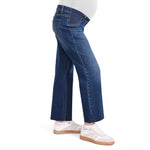 Motherhood Maternity Women's Under The Belly Wide Leg Ankle Denim Pregnancy Jeans with Elastic Inset Panels, Scion Wash, Medium