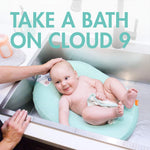 Boon Puff Inflatable Baby Bather - Infant Bathtub Includes Microfleece Cover and Contoured Sides – Inflatable Baby Bathtub for Newborns and Infants