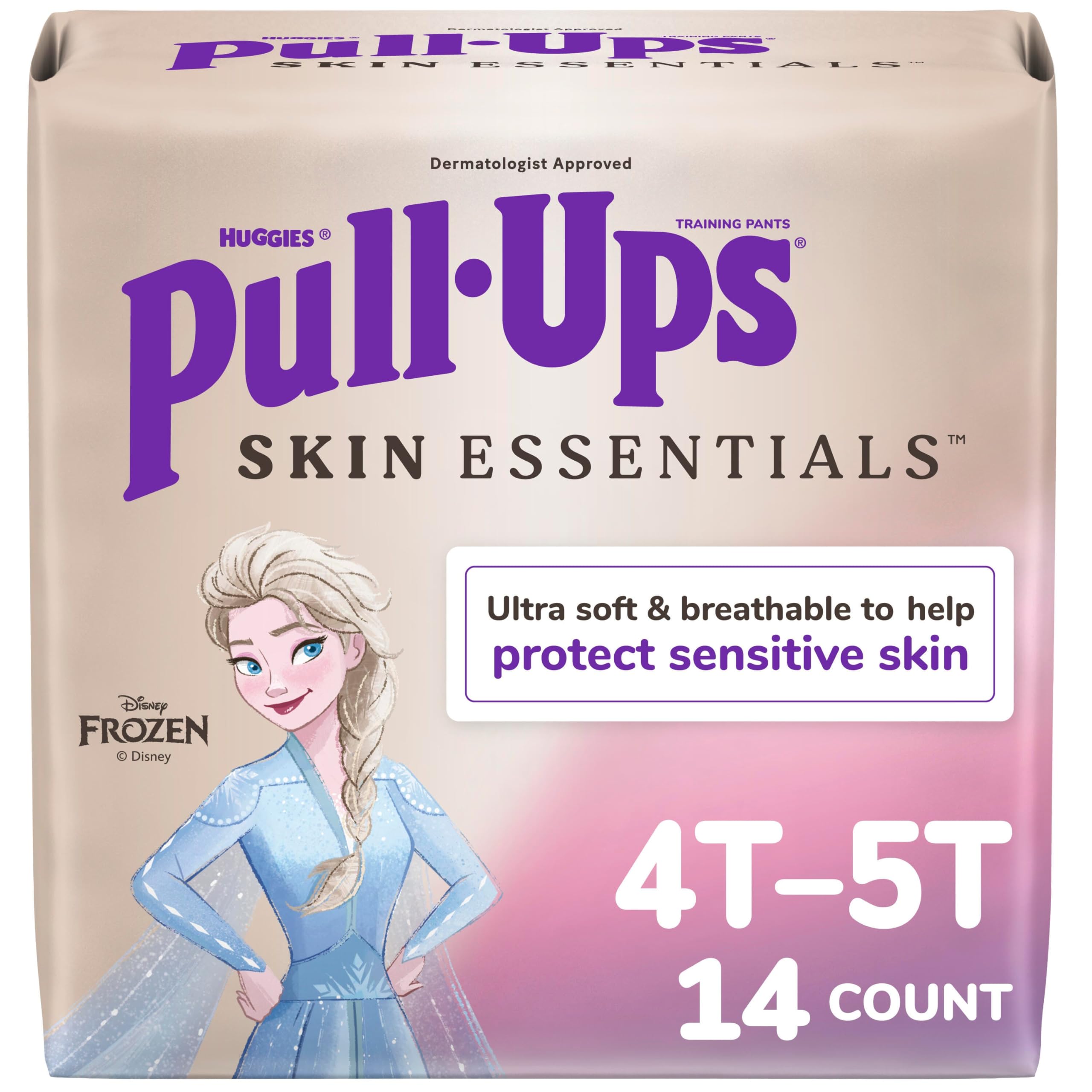 Pull-Ups Girls' Skin Essentials Potty Training Pants, Training Underwear, 4T-5T (38-50 lbs), 14 Ct