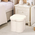 B FSOBEIIALEO Storage Ottoman Cube, Flowers Shaped Ottomans with Storage Foot Stool Footrest for Lving Room, Boucle Ottoman Seat for Dorm Room,Faux Teddy Fur,White 12.6"x12.6"x12.6"