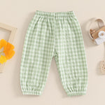 Toddler Checkered Pants Baby Girl Boy Elastic Waist Jogger Pants Kids Casual Plaid Trousers Infant Long Sweatpants (A-Green, 6-12 Months)