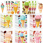 24 Sheets 8.3''×5.9'' Make Your Own Ice Cream Stickers for Toddlers Kids Party Favors, Make a Face Stickers for Kids Activities Supplies Crafts