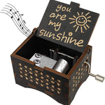 Dream Loom Wooden Music Box, Hand Cranked Laser Engraved Small Musical Boxes for Kids, Play You are My Sunshine Melody