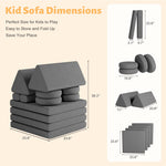 HedoAjim 12 PCS Modular Kids Play Block Couch Child Sectional Soft Sofa Toddler Building Fortplay Climbing Bedroom Playroom Baby Convertible Floor Foam Cushion for Boys & Girls (car-Shaped-Dark-Grey)