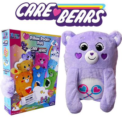 Happy Nappers: Care Bears 26" Pillow Pocket Pal - Share Bear - Plush Character Pillow Case, Animal Cover w/Weighted Paws, Soft Huggable Companion, Kids