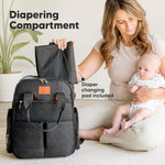 KeaBabies Diaper Bag Backpack for Girls, Boys - Mom and Dad Baby Bag with Diaper Changing Pad for Newborns, Toddlers, 2 Kids (Charcoal)
