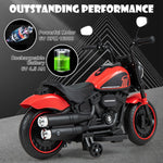 Costzon Toddler Motorcycle, 6V Battery Powered Electric Motorcycle with Detachable Training Wheels, Soft Start, Headlights & Music, Kids Motorcycle Ride on Toy for Toddlers Boys Girls 18+ Months (Red)