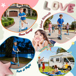 Kick Scooter for Kids 5-7 6-8 Years Age - Solid Metal Anti-Crack Frame&Brake,Height Adjustable,Light Up Two Wheel Toddler Scooter 4 Year Old,Boys Girls Outdoor Kid Child Toy Blue