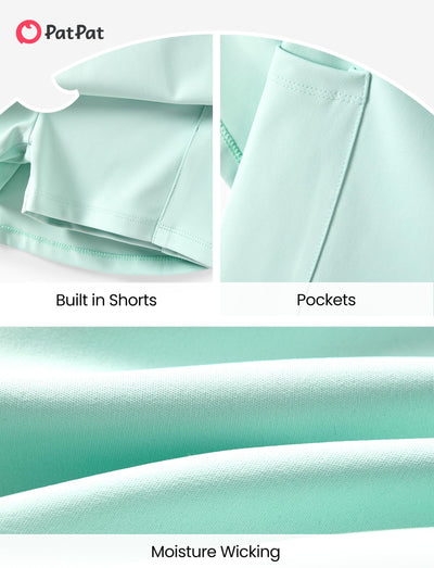 PATPAT Girls Skirt Sets Size 7-8 Years, Mint Green Crop Tank Tops and Elastic Waisted Skorts 2 Piece Outfits, Girls Workout Outfits, Activewear Athletic Sets Summer Clothes