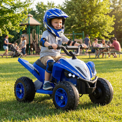 Costzon Kids ATV, 12V 4-Wheeler Quad Electric Vehicle w/ 7 mph Max Speed, 15° Climbing, LED Lights, Music, Wireless Connection, Toddler Ride On ATV Toy, Gift for Boys Girls Aged 3+ (Navy)