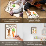 Baby's First Easter Footprint DIY Wooden Hanging Sign, Baby's 1st Easter Art Craft Gifts, My First Holiday Milestone Signs, Bunny Carrot Wishing You A Hoppy Easter Footprint Art Craft Keepsake - Brown