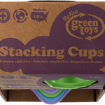 Green Toys Stacking Cups, Purple/Blue/Green - 6 Piece Motor Skills, Building, Stacking Toy Set. Safe for Babies and Toddlers. Dishwasher Safe, Recycled Plastic, Made in USA.