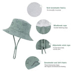 Durio Baby Bucket Sun Hat Toddler Sun Hats Summer Beach Hat UPF 50+ Sun Protection Bucket Hats for Kids Infant Baby Boy Girl Gifts Seaweed Blue Dinosaur 12-24 Months