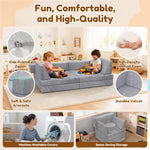 BIERUM Kids Couch, 12PCS Modular Kids Play Couch with Blanket, Kids Sofa for Playroom & Indoor, Convertible Toddler Couch for Girls and Boys