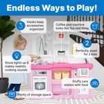 Step2 Fun with Friends Kids Kitchen Playset, Indoor/Outdoor Kitchenette, Interactive Play with Lights and Sounds, Durable Plastic, Includes 25 Piece Toy Accessories, Toddlers 2+ Years Old, Pink