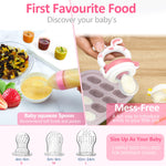 WAJIAYON Baby Fruit Feeder Pacifier | Infant Food Feeder Pacifier & Baby Food Dispensing Spoon | Mesh Fresh Fruit Teethers for Babies | Infant Teething Feeders Shower Gifts for Boys and Girls(Blush)