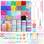 Hair Accessories for Girl, 1543 Pcs Elastic Hair Rubber Bands Set 20 Colors Elastic Hair Ties with Organizer Box Cotton Baby Hair Ties, Hair Tail Tools, Rat Tail Comb, Butterfly Hair Clips