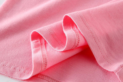 Cadidi Dinos Boys' Girls' 100% Cotton Short Sleeve Shirts Solid Pink T-Shirts Size 12-18 Months