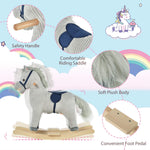 Qaba Kids Rocking Horse for Toddler 3-5, Plush Ride on Horse Wooden Rocker with Realistic Sounds, Gray