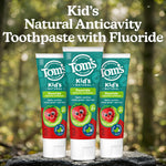 Tom's of Maine Natural Kids Fluoride Toothpaste, Strawberry, 3 Pack, 5.1 oz