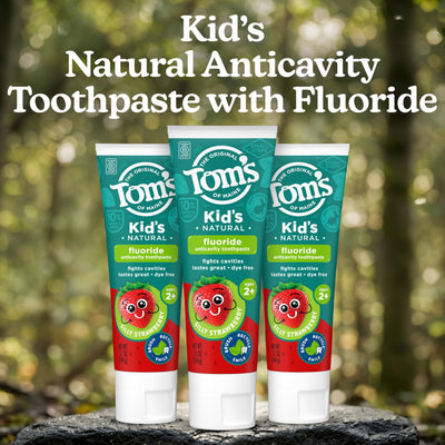 Tom's of Maine Natural Kids Fluoride Toothpaste, Strawberry, 3 Pack, 5.1 oz