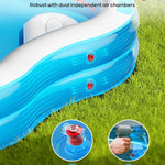 QPAU Inflatable Swimming Pool with 2 Seats and Backrests, 80" L x 80" W x 27" D Large Full-Sized Family Pools for Kids and Adults for Backyard, Garden, Outdoors, Blue