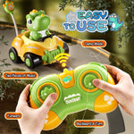 Jovow Dinosaur Remote Control Car for Toddlers,Kids Dinosaur Toys with LED Lights & Music,Electric RC Cars Toys for Boys Kids Birthday Age 3 4 5 6 Years Old.