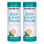 NutriBiotic – Body & Foot Powder, Citrus Mint Scent From Essential Oils, 4 Oz Twin Pack | with Grapefruit Seed Extract | Vegan & Non-GMO | Talc, Paraben & Gluten Free | Gentle & Absorbent