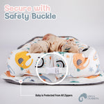 Joyful Journeys Baby Lounger - 2 in 1 Infant Lounger Baby Nest/Diaper Organizer - 100% Cotton Lounger Pillow - Portable Baby Lounger Travel Bed - Newborn Essential - 0-18 Months (Neutral Elephants)