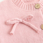 Curipeer Baby Little Girls Pink Bowknot Cardigan Sweater Toddler Girls Embroidered Bowknot Cardigan for Baby in Spring and Autumn 3T