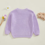 Baby Boy Girl Cute Long Sleeve Duck Embroidery Chunky Knitted Sweater Top Toddler Fall Winter Outfit (Purple Duck, 0-3 Months)