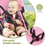 One-Handed Folding Lightweight Stroller, Large Storage Basket, Canopy, Cup Holder, Compact Umbrella Stroller Durable Frame, Travel Stroller for Airplane Ultra Overhead Friendly (Pink)