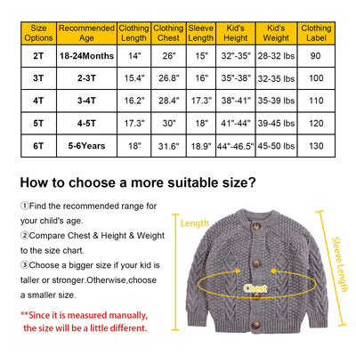 Peecabe Toddler Girl Sweaters Cable Knit Long Sleeve Crewneck Chunky Crochet Cardigans 1-6T (Light Gray, 90-2T)